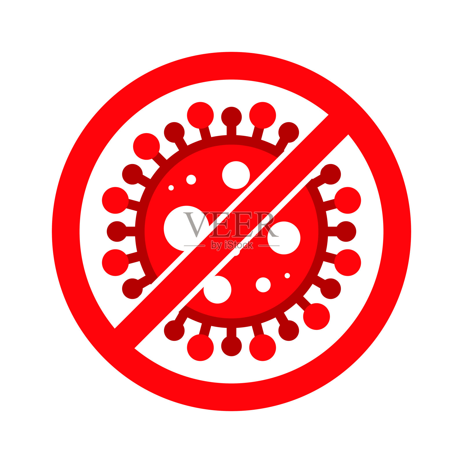 冠状病毒、Covid-19、nCOV、MERS-CoV新型冠状病毒阻断、阻断、防戳记。红色向量2019 - 2020。警告标志，保护标志，危险区域标志。肺炎疾病。Covid19插画图片素材