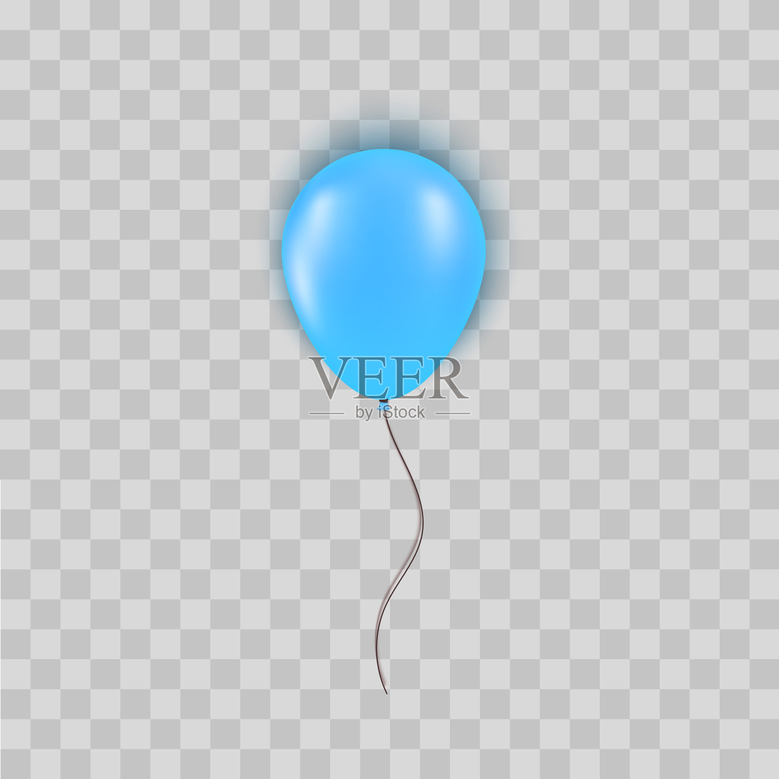 真实的蓝色气球隔离在透明的背景。设计元素为生日派对，盛大开业或大减价贺卡的概念。矢量插图。设计元素图片