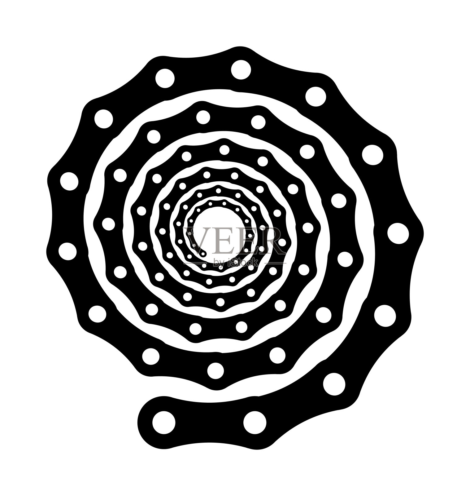 技术自行车，汽车设计。图案、标志、符号以连锁元素、同心螺旋的形式呈现。每股收益10插画图片素材