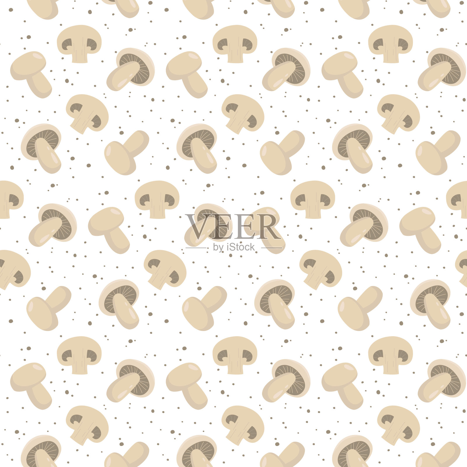 无缝模式与蘑菇在白色的背景。插画图片素材