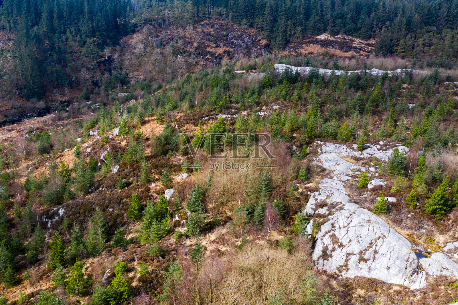 苏格兰乡村偏远地区花岗岩露头航拍照片摄影图片