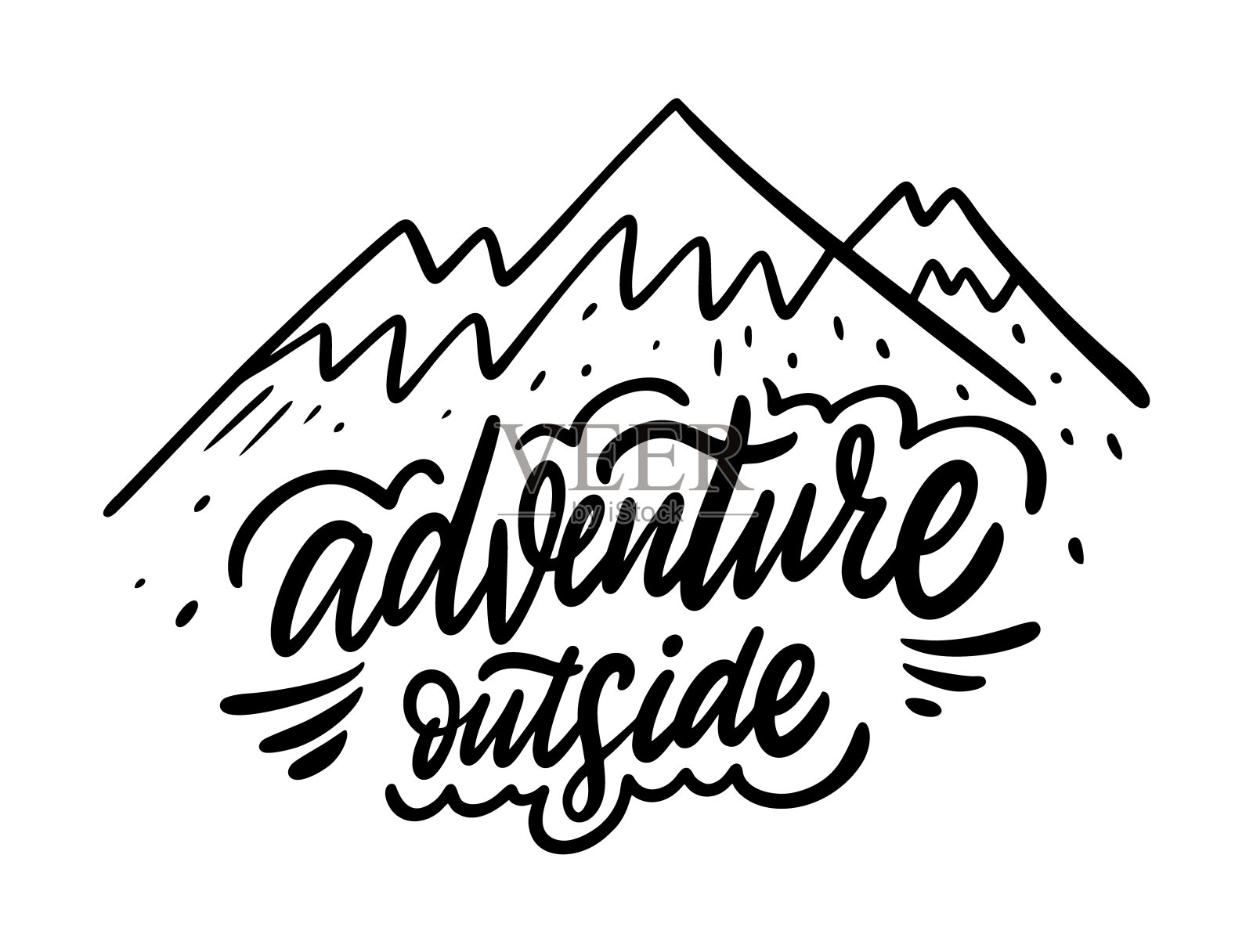 在外面冒险。现代书法的短语。黑色的墨水。矢量插图。孤立在白色背景上。设计元素图片