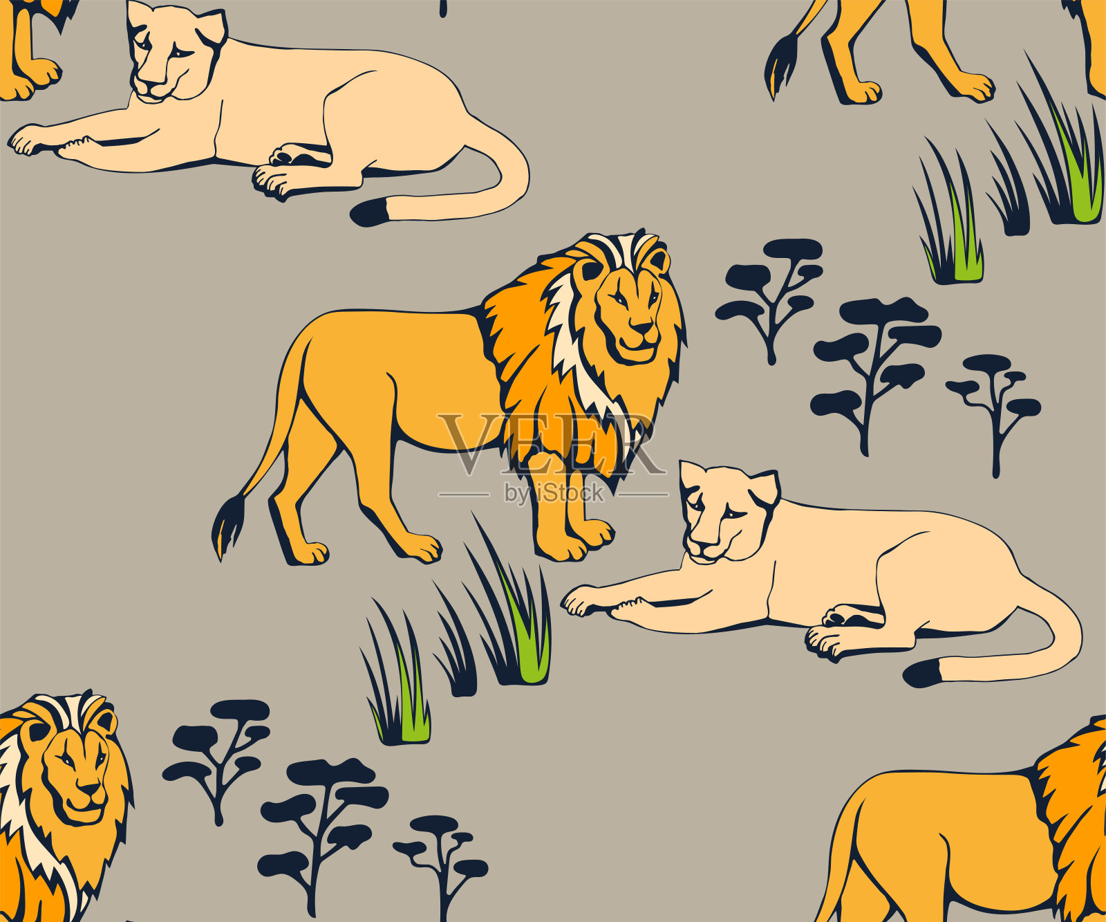 矢量背景手绘外来野猫。手绘墨水插图。现代装饰装饰背景。矢量模式。印刷纺织品，布料，墙纸，剪贴簿插画图片素材