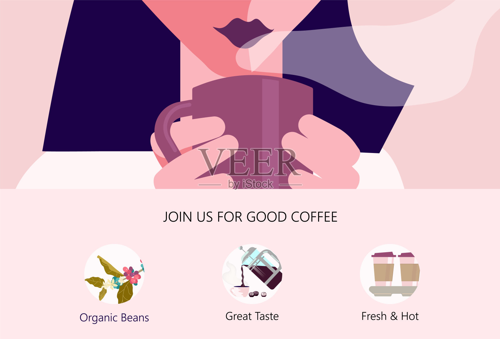 咖啡店网页插画图片素材