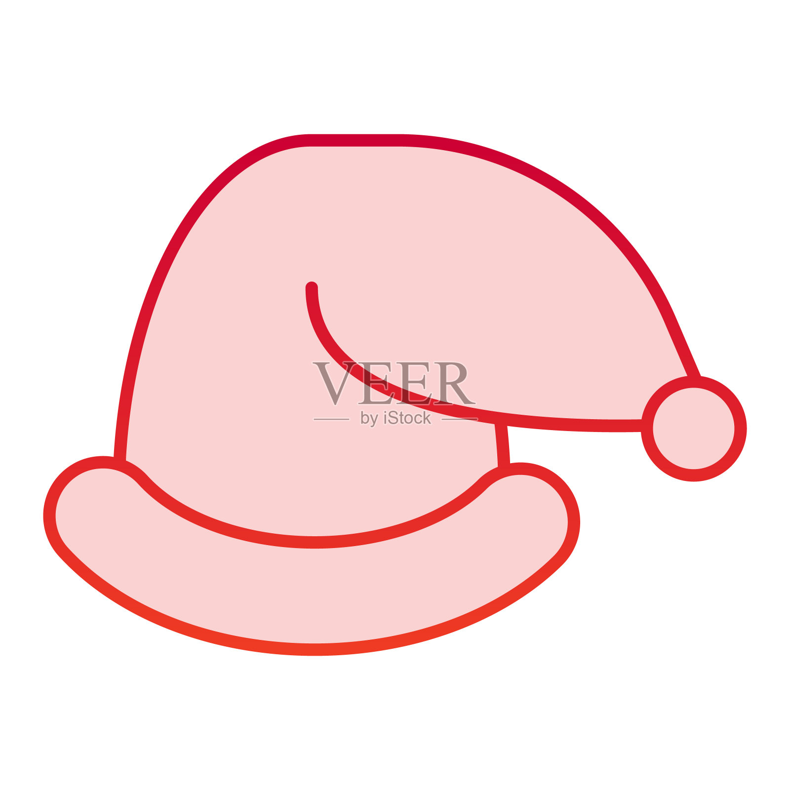 圣诞老人帽子的颜色图标。锥形毛皮帽符号，渐变风格象形图上的白色背景。圣诞假日标志的移动概念和网页设计。矢量图形。图标素材