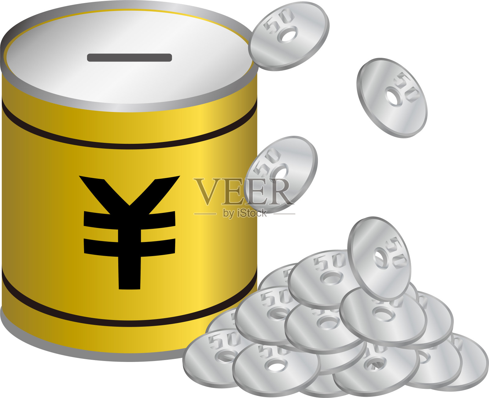 日本小猪储蓄罐孤立矢量插图插画图片素材