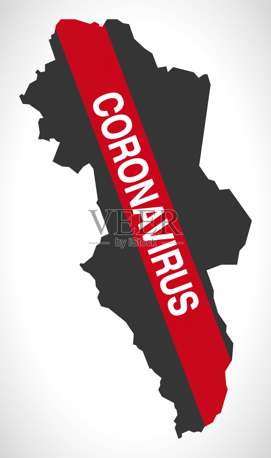 带有冠状病毒警告插图的Hedmark挪威县地图插画图片素材