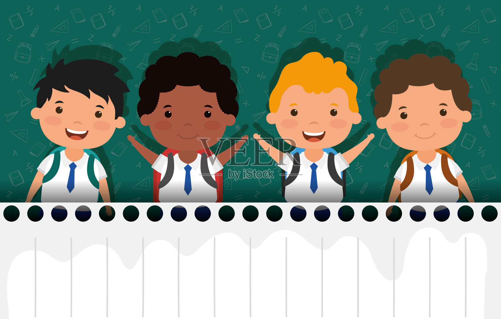 回学校的卡片上有异族男孩学生插画图片素材