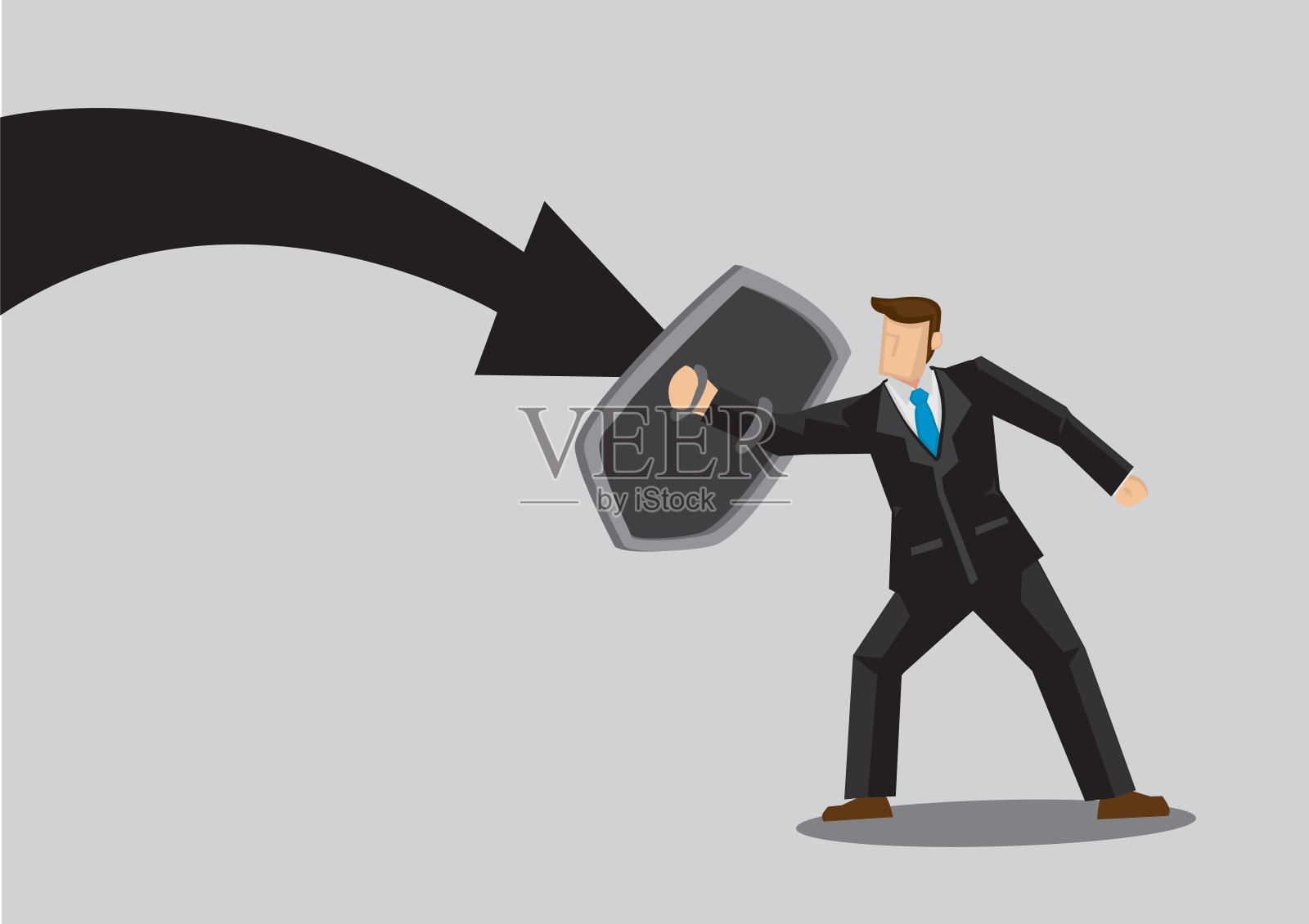 商人用盾牌保护自己插画图片素材