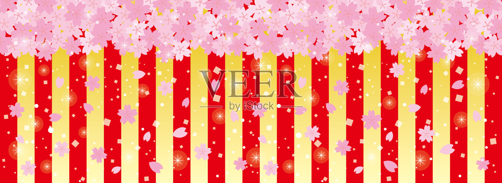 樱花背景插图，日本传统图案插画图片素材