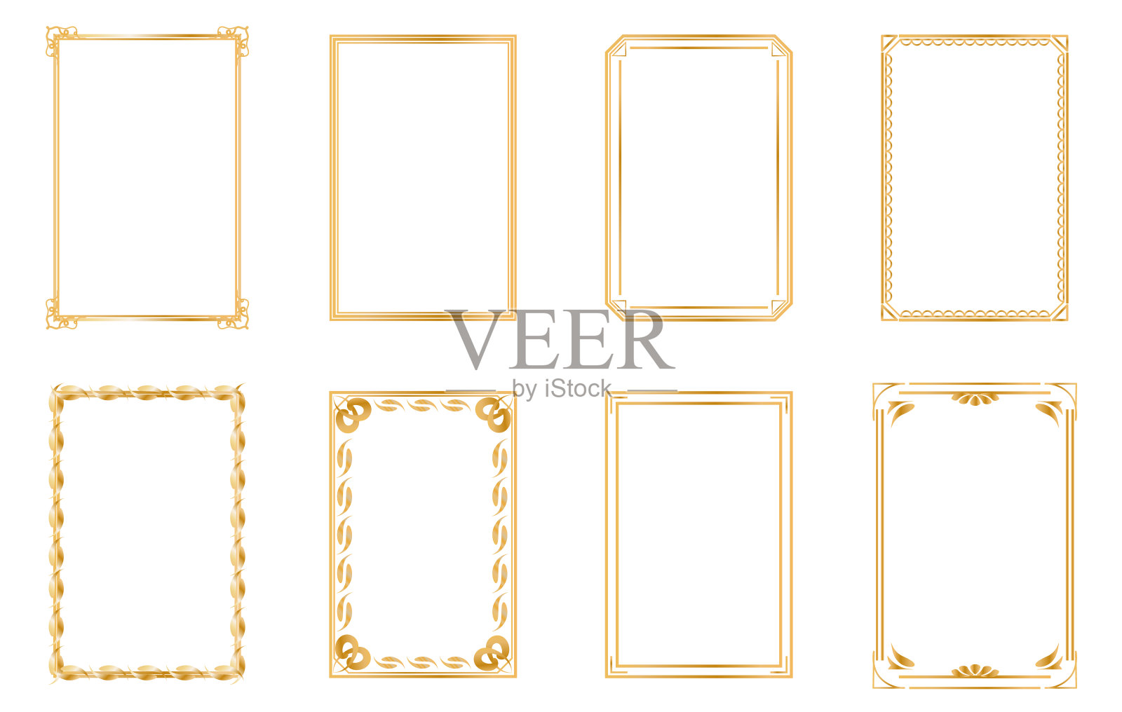 金色复古镜框。复古封面。文本。复古漂亮的矩形框插画图片素材