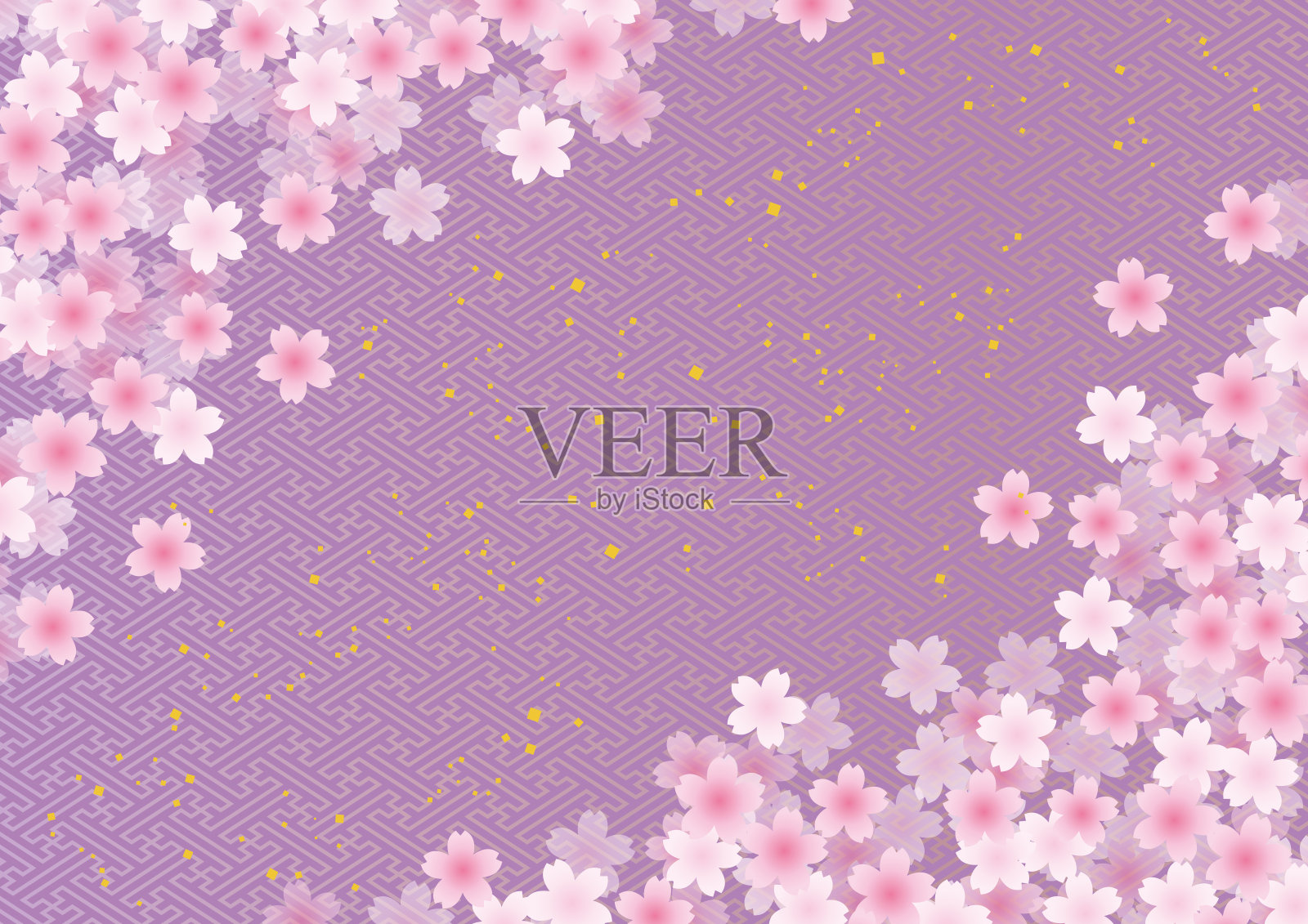 樱花背景插图，日本传统图案插画图片素材