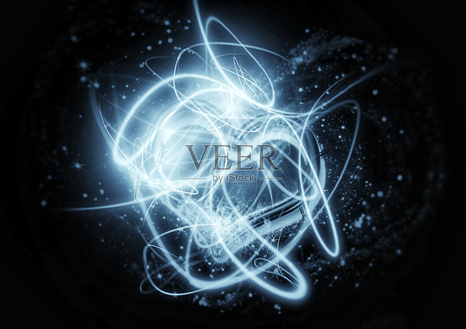 闪亮的几何心形漂浮在黑暗中照片摄影图片