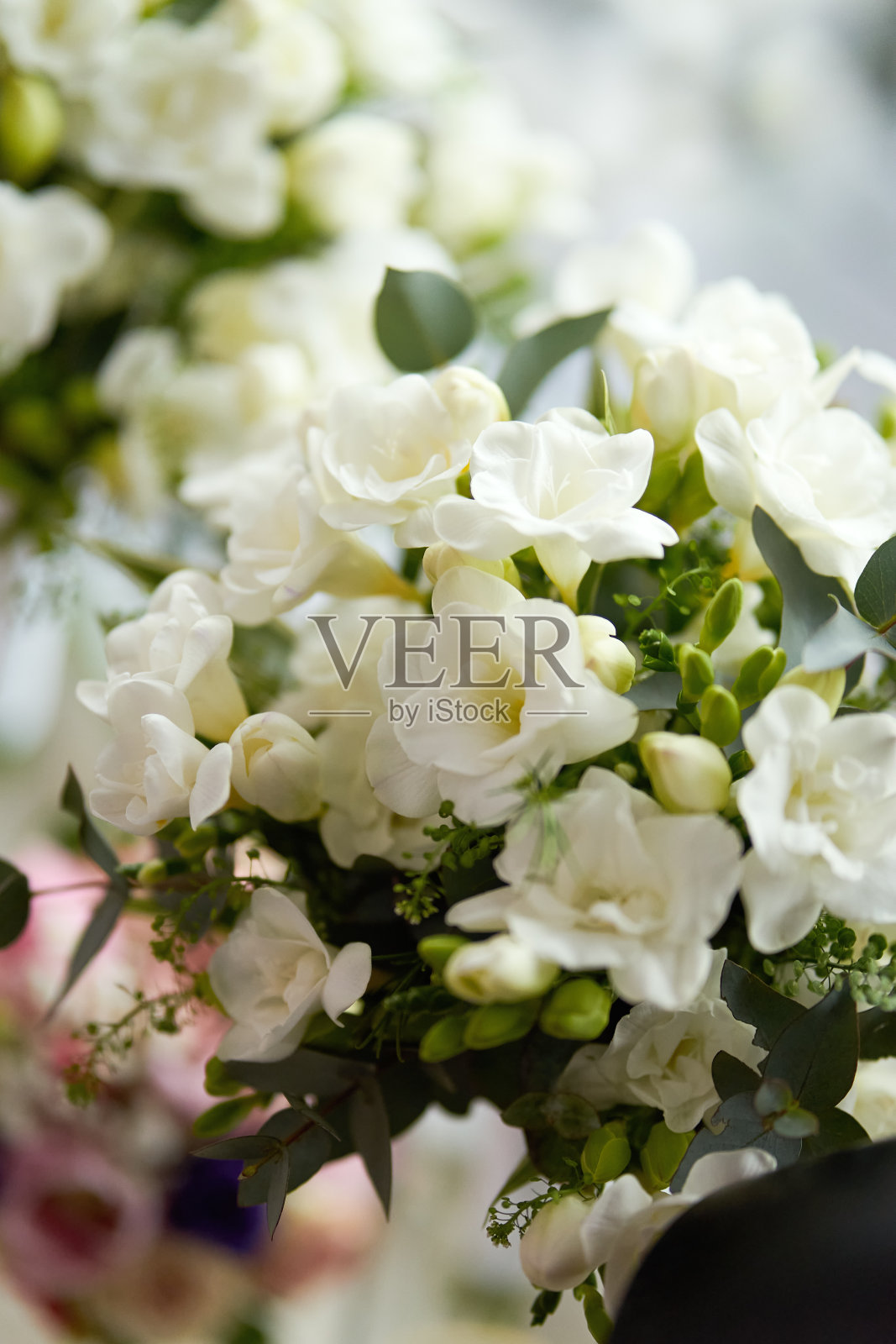 美丽的白色婚礼花束照片摄影图片