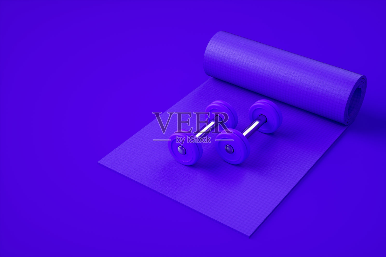 采购产品哑铃重量，运动垫，健身，健康的生活方式概念照片摄影图片