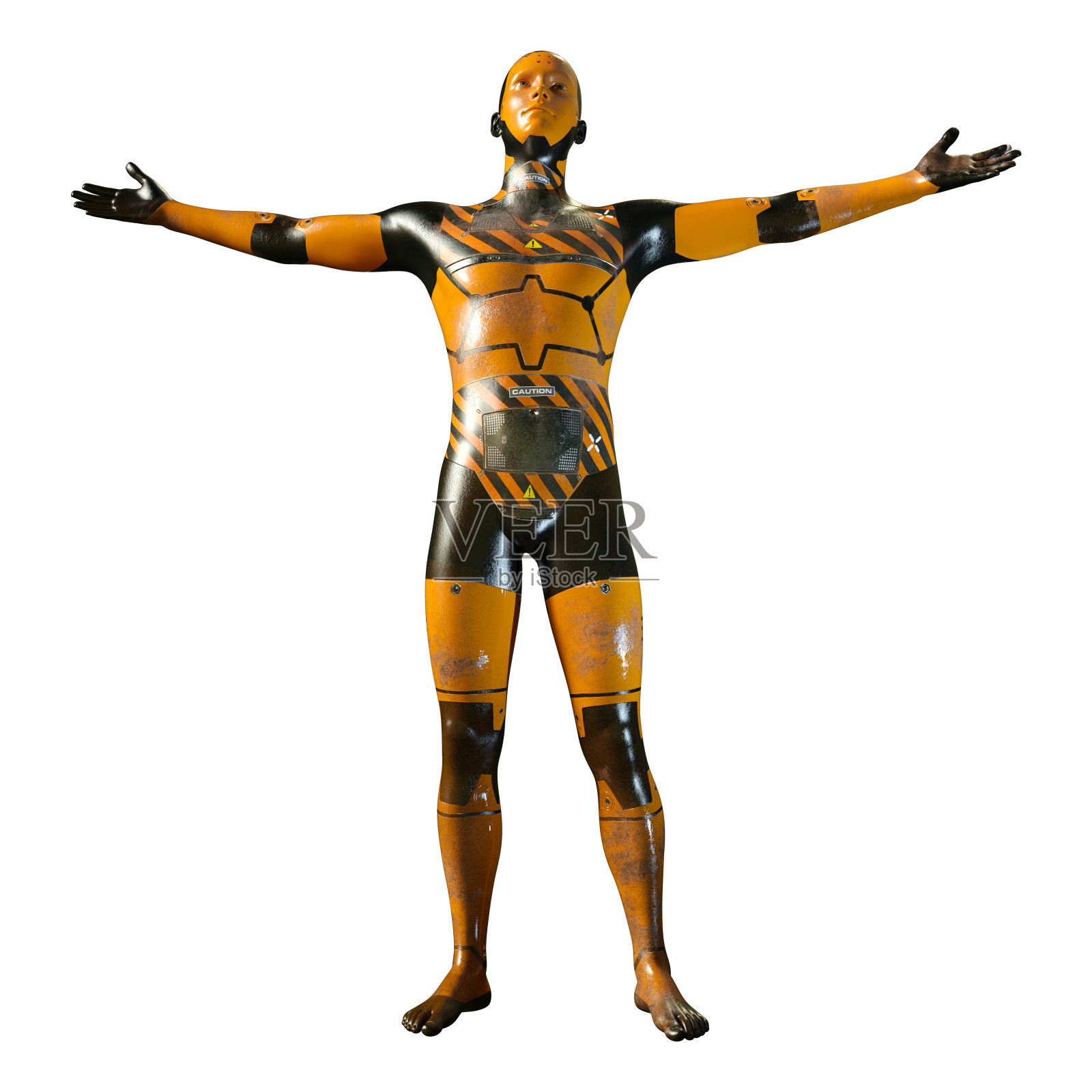 3D插图男性机器人在白色照片摄影图片