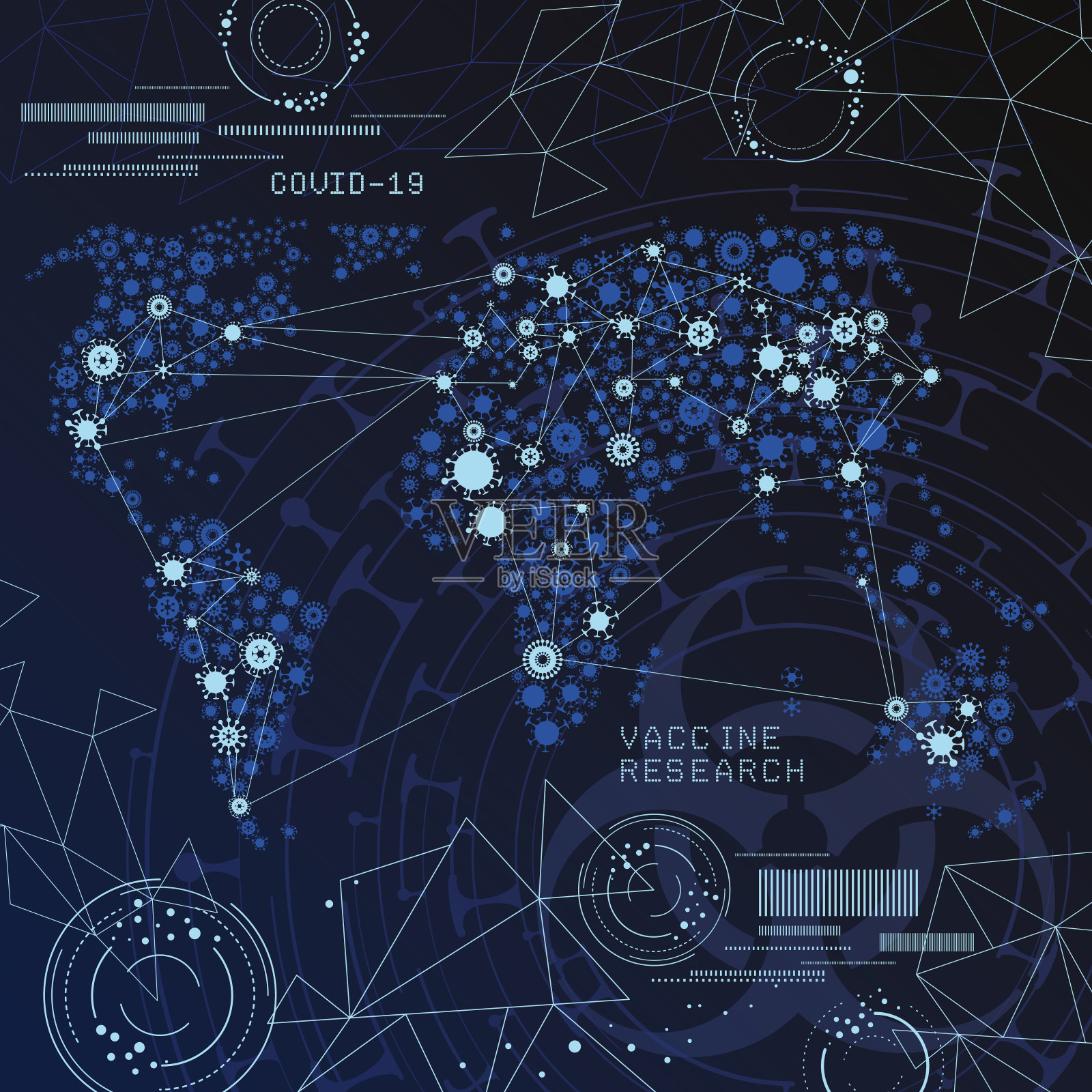 冠状病毒疫苗研究蓝色载体背景插画图片素材