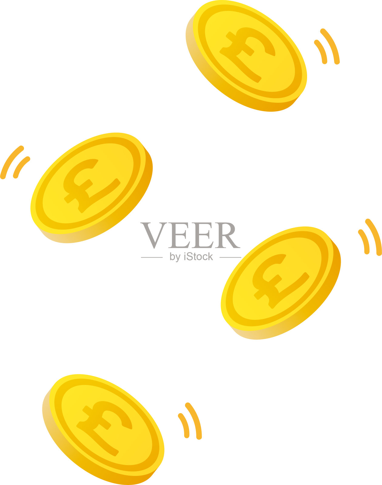 英镑硬币孤立矢量插图插画图片素材