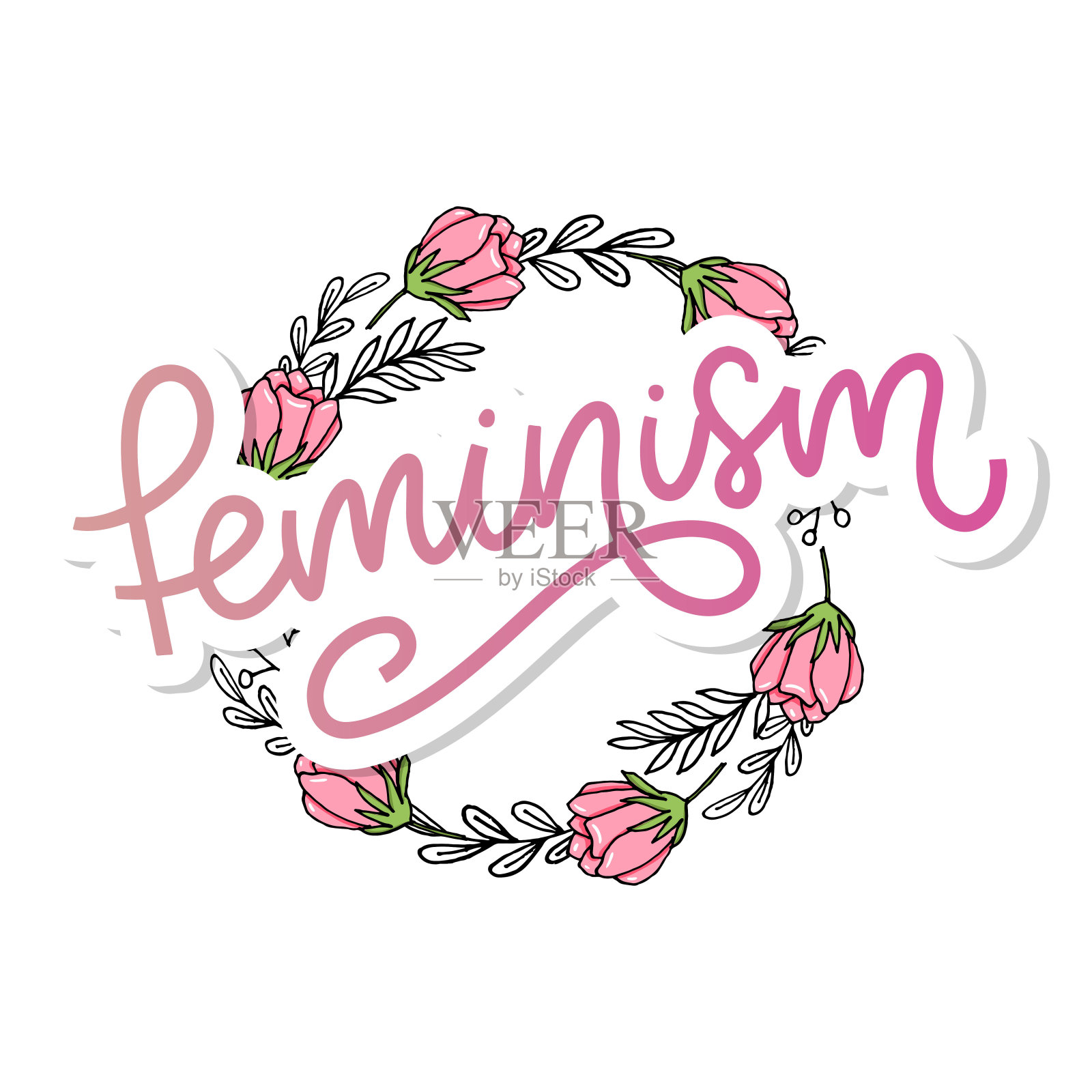 排版设计。女权主义的信。图形元素。印刷字体设计。女人励志口号。女权主义的口号。女孩力量报价。时尚插画。涂鸦风格的女权主义信件。插画图片素材