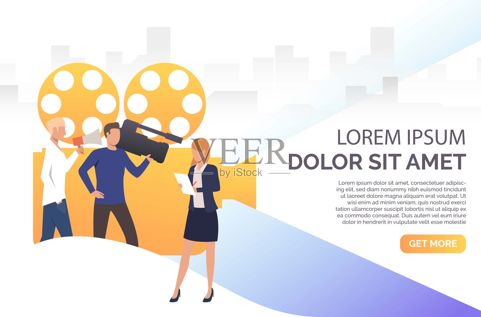 导演、摄影师、记者制作新闻插图插画图片素材