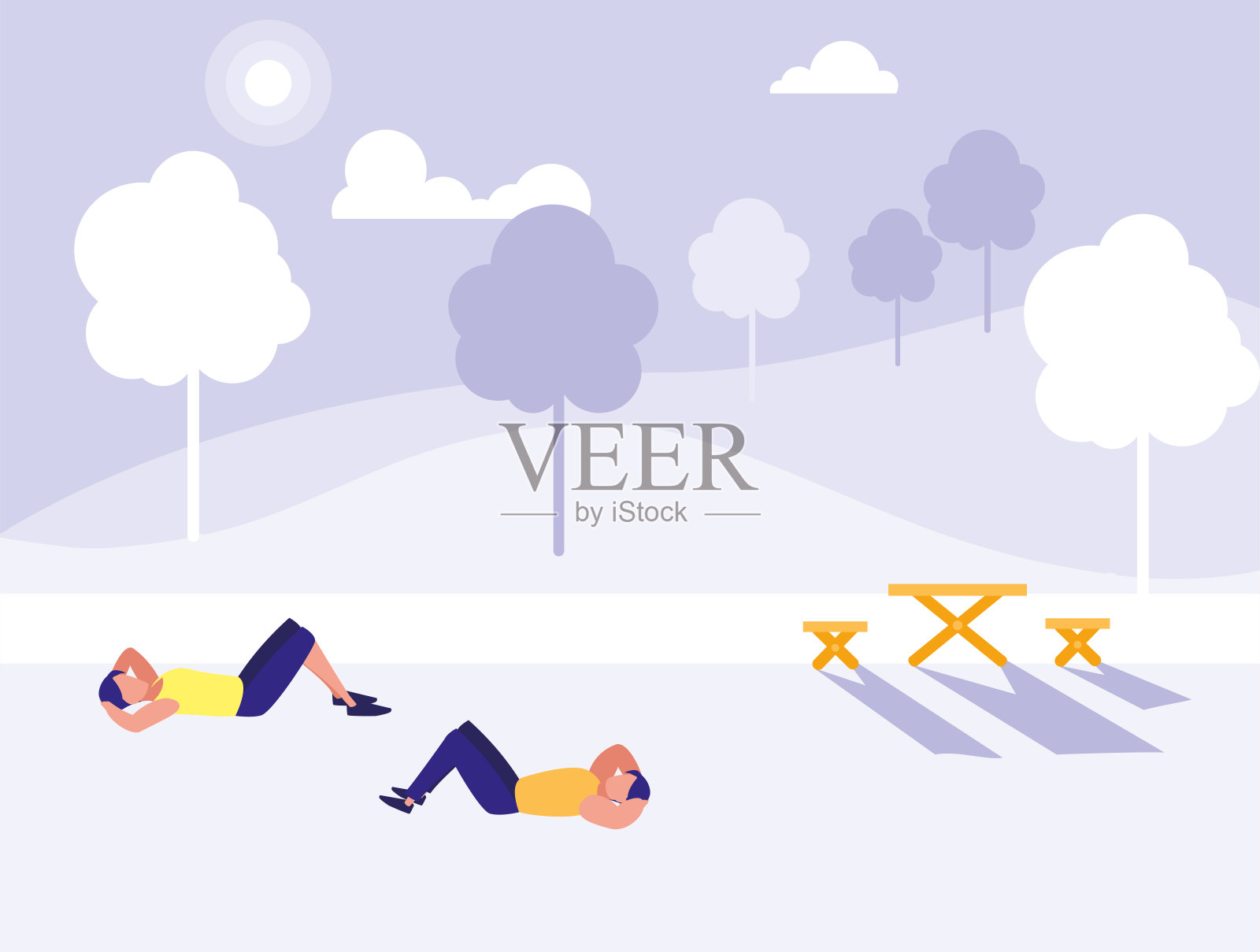 几个人在城市的公园里做运动插画图片素材