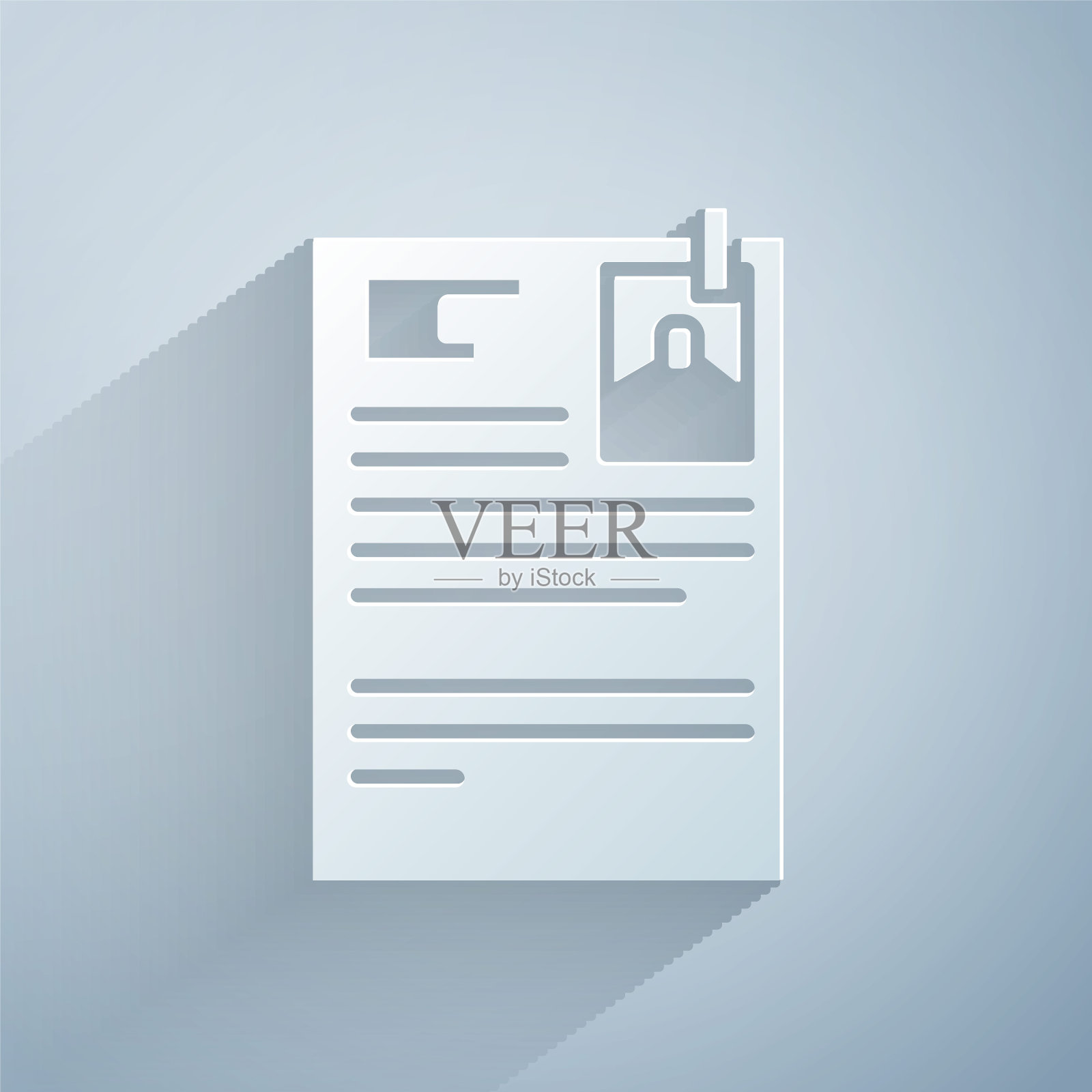 剪纸诉讼纸图标孤立在灰色背景。纸艺术风格。矢量图插画图片素材