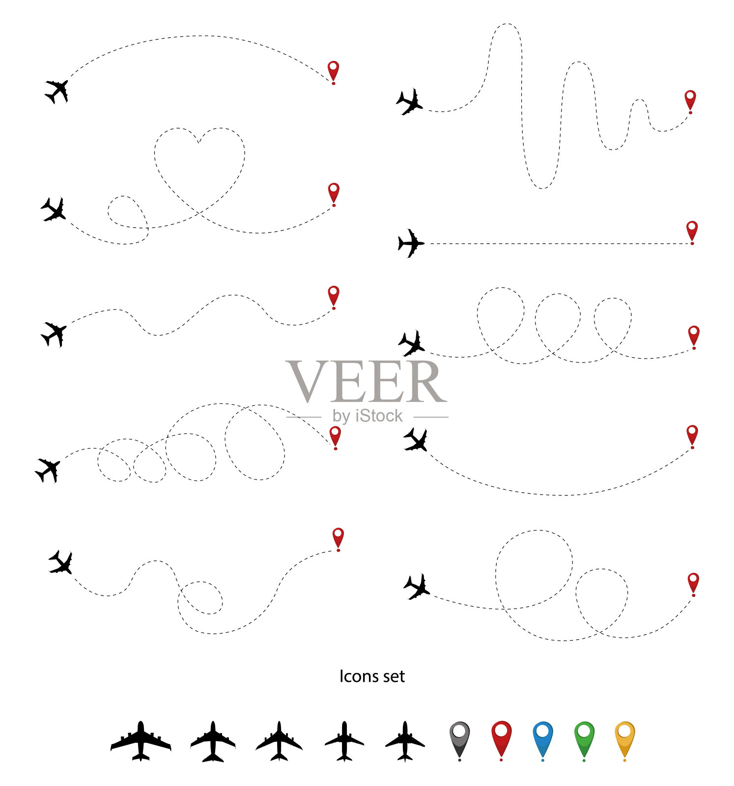 飞机的路径设计元素图片