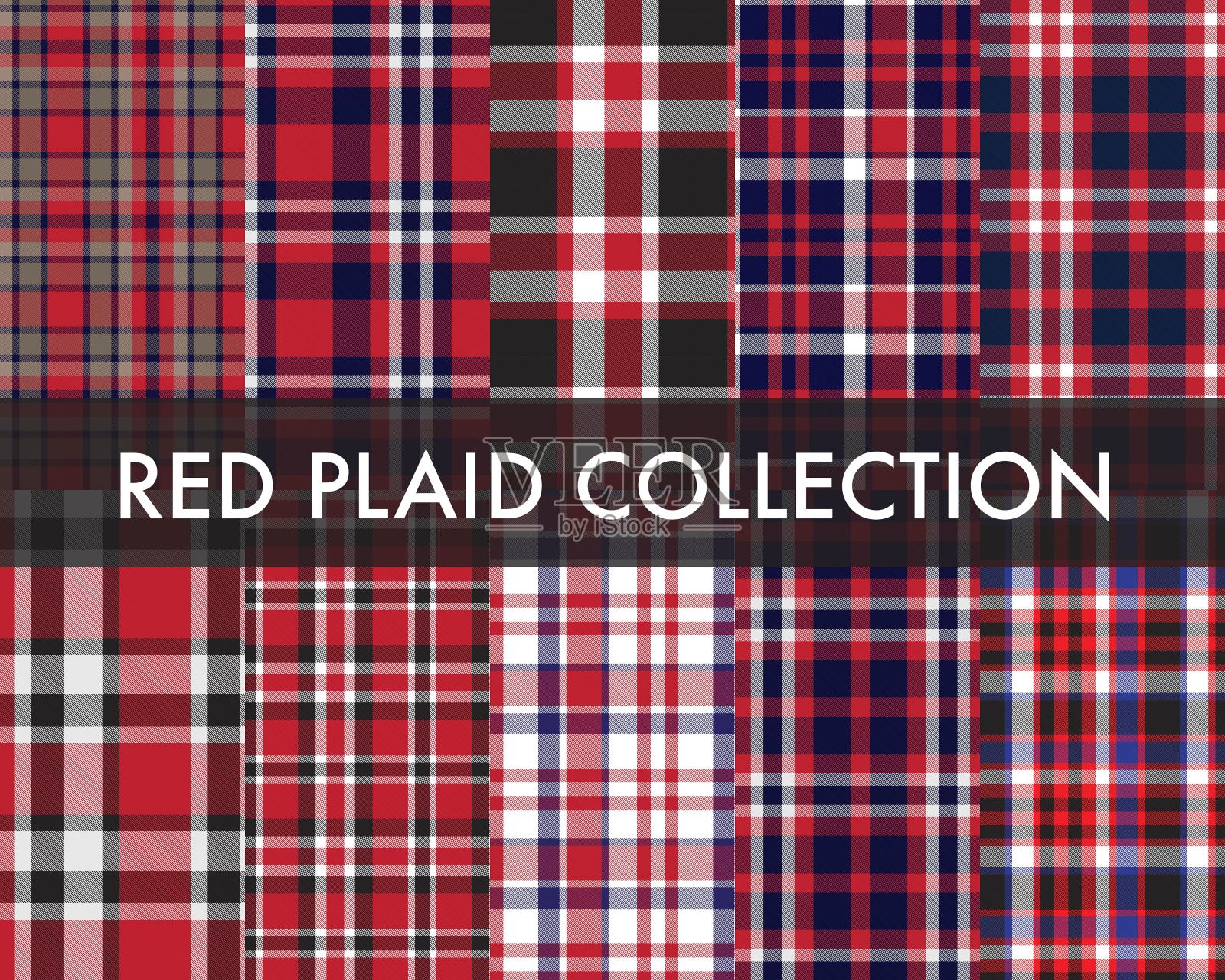 红色格子花格无缝图案系列插画图片素材