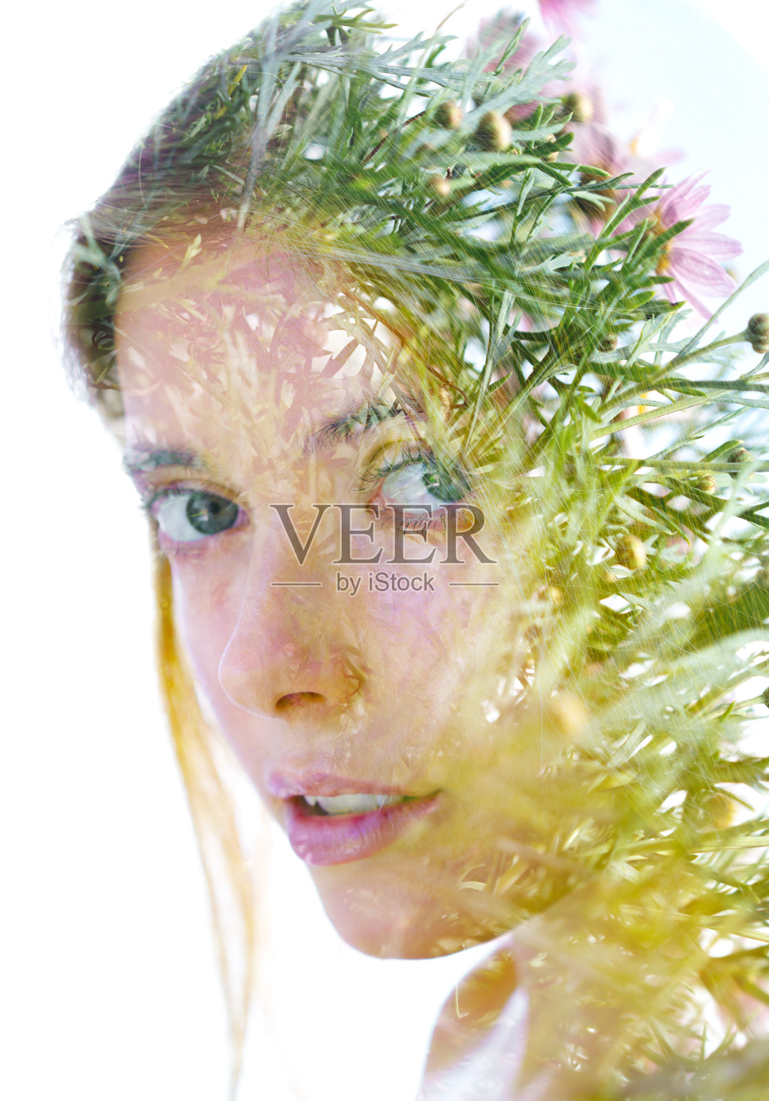 超现实创意双曝光人像照片摄影图片