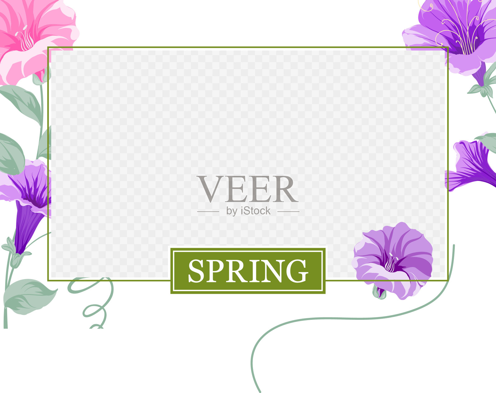 封面设计，透明的产品包装窗，和花田花卉边框。再生面霜和维生素复合模板。模板上的美丽护肤设计的野花边界插画图片素材