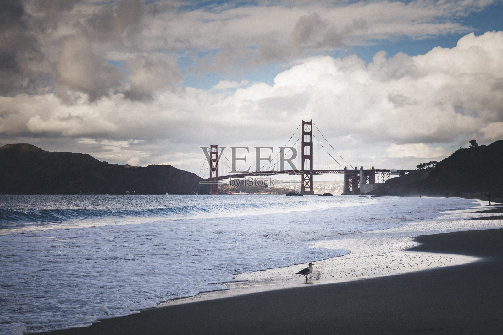 金门大桥，云与海，旧金山照片摄影图片