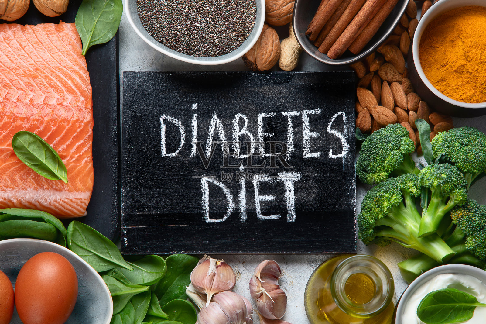 健康有机食品，糖尿病饮食。照片摄影图片