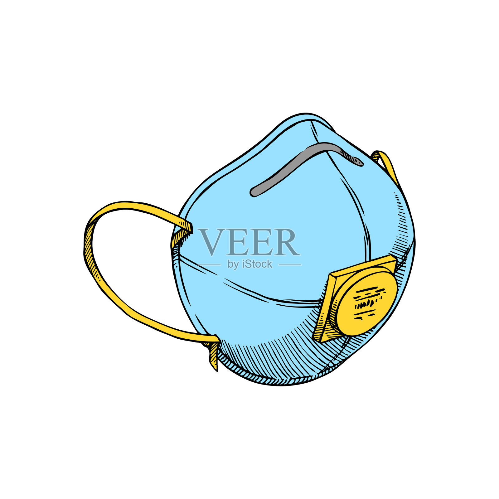 手拉防护口罩插画图片素材