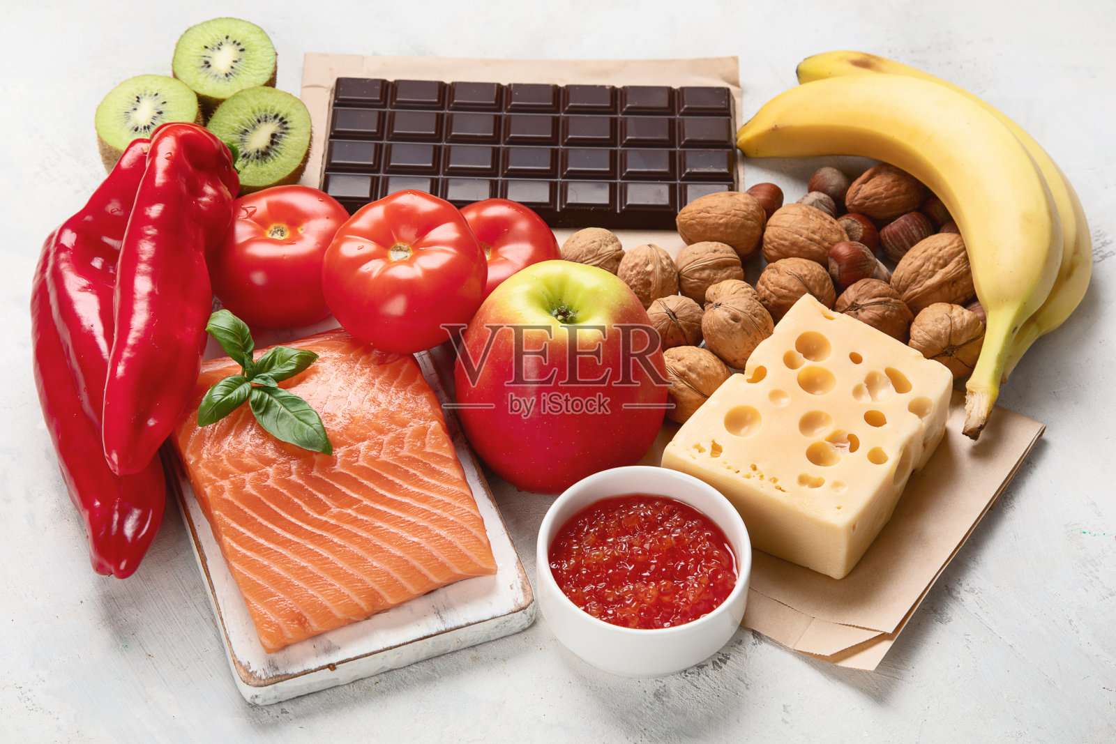 食物能带来好心情、大脑和快乐。照片摄影图片