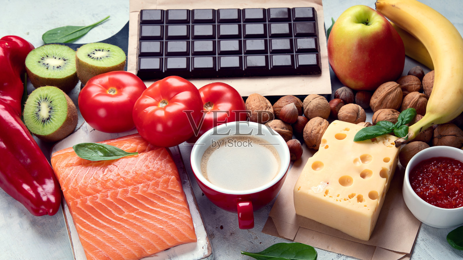 食物能带来好心情、大脑和快乐。照片摄影图片