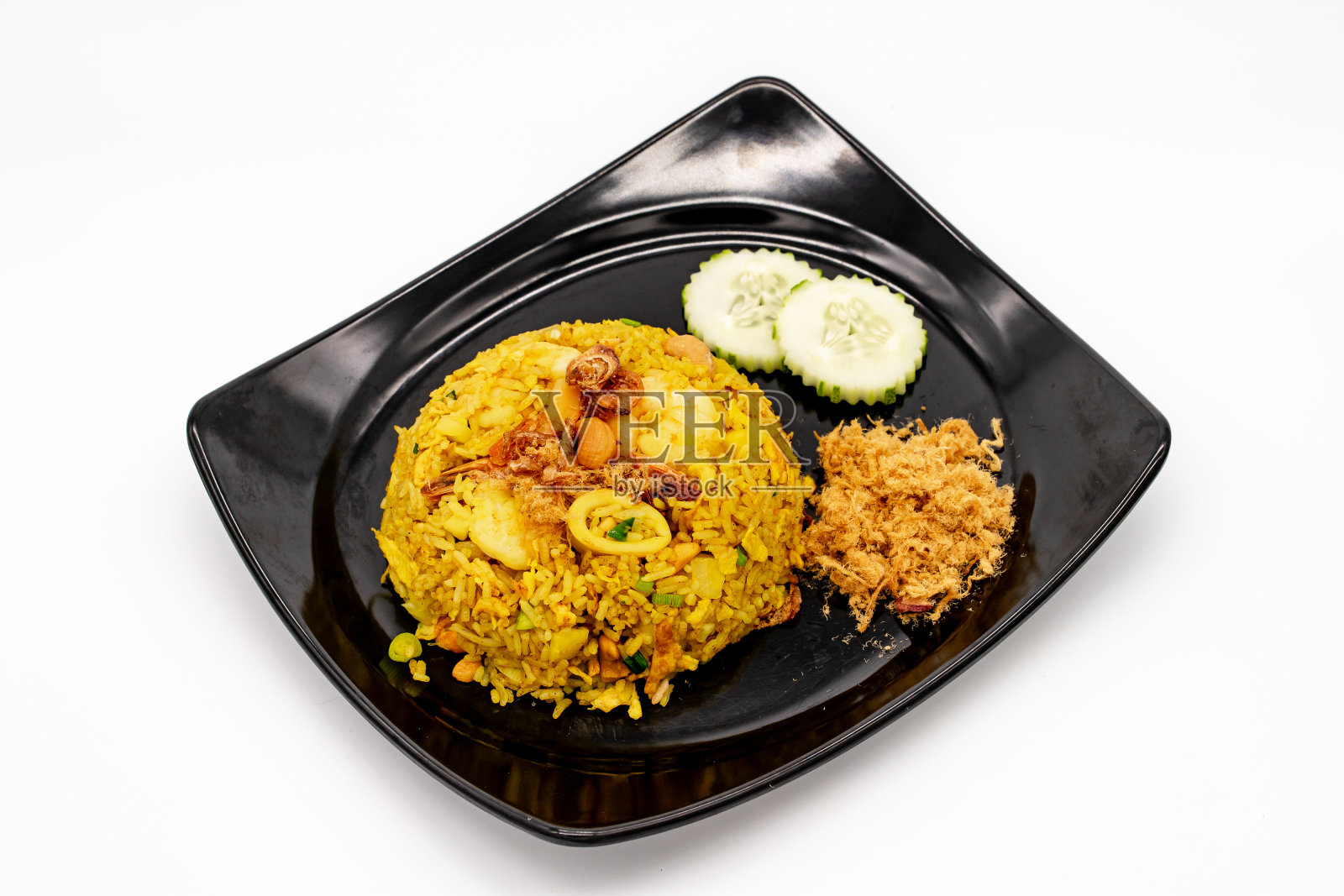 泰国菠萝炒饭黑底白底照片摄影图片