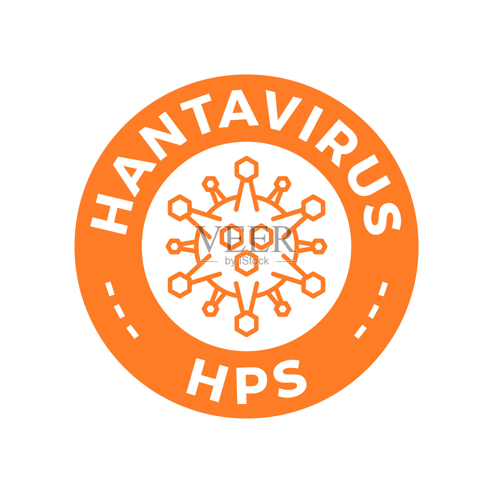 创意汉坦病毒载体图标徽章。肺综合征(HPS)是一种罕见但致命的病毒感染。新汉塔病毒载体图解插画图片素材