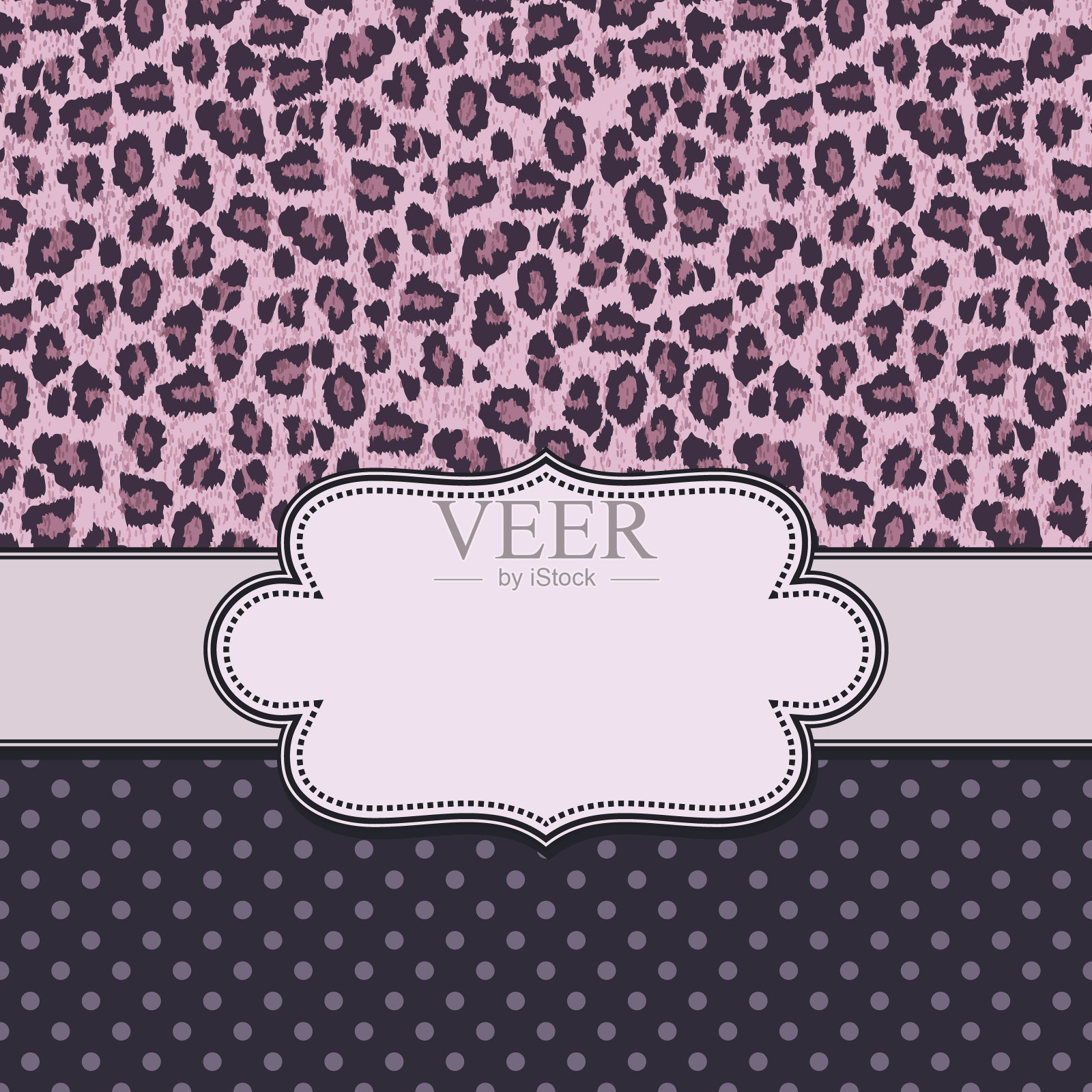 复古向量豹框架与文本的地方插画图片素材