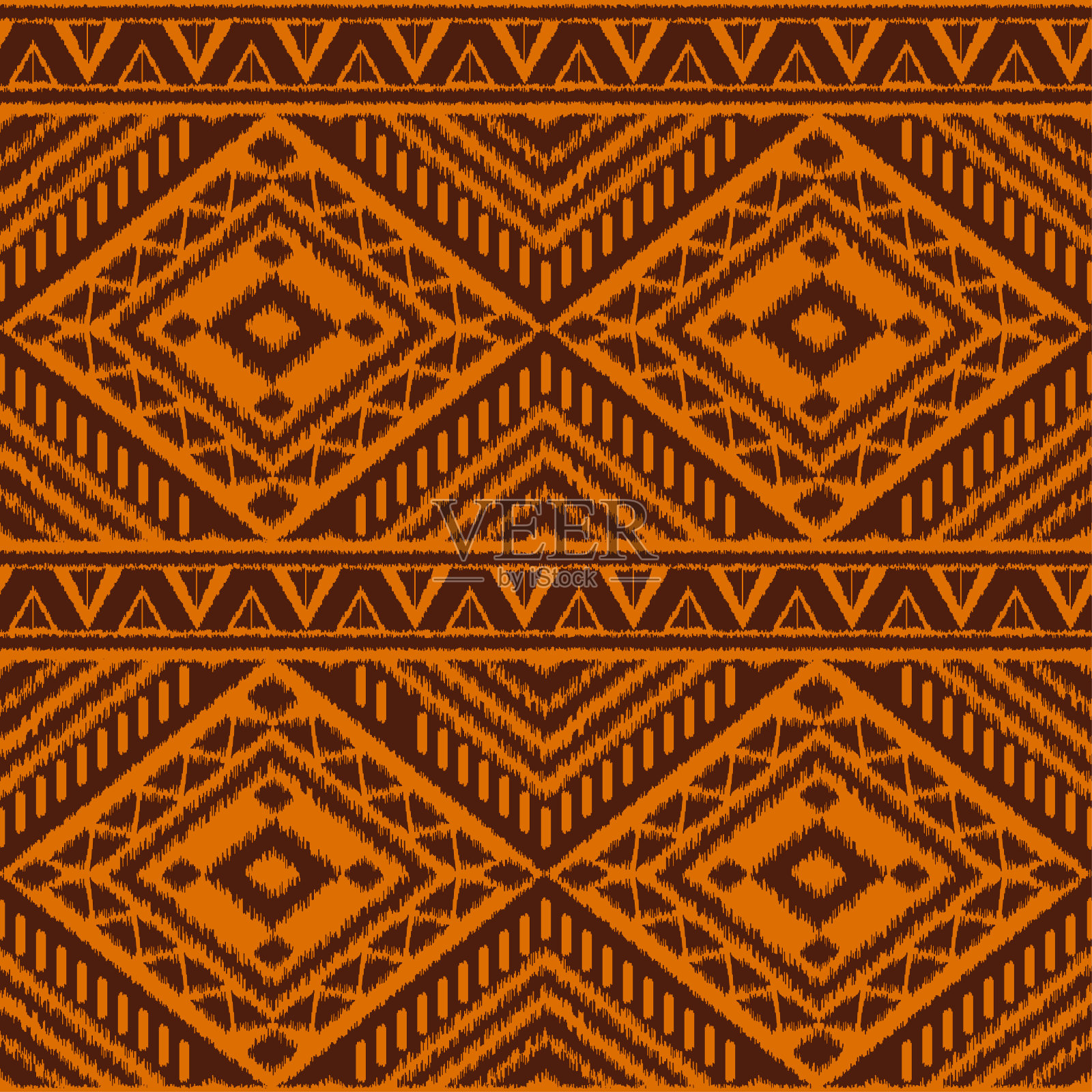 秘鲁伊卡特部落模式矢量无缝。非洲民族边境织物质地。传统的针织刺绣艺术印花。加纳的背景插画图片素材