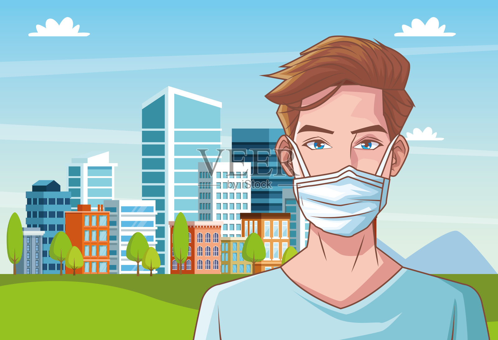 冠状病毒现场的病人插画图片素材