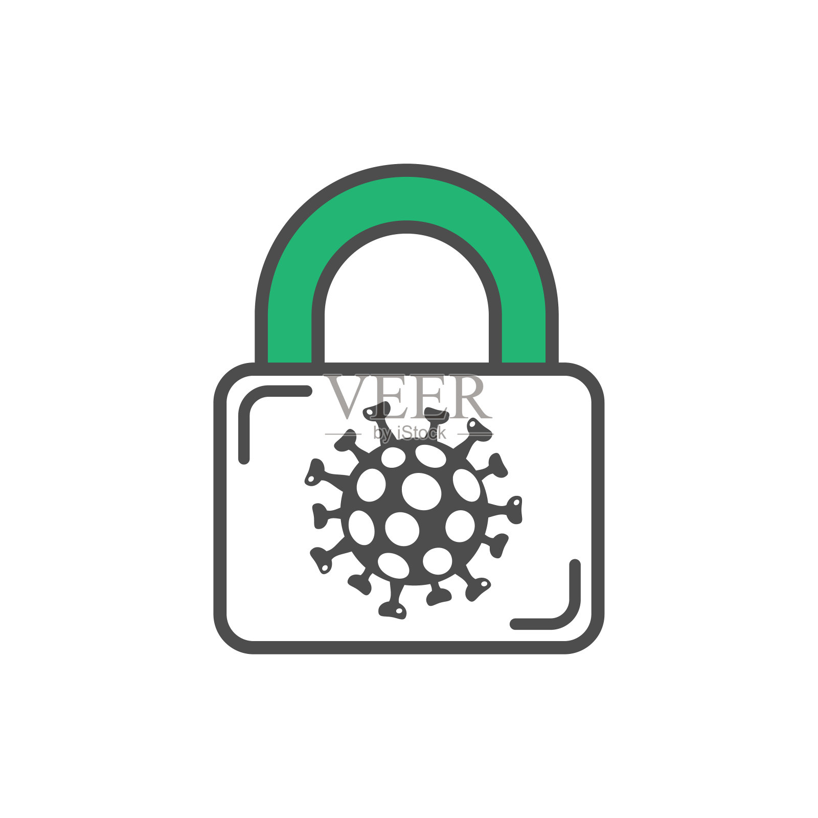 封闭的冠状病毒细菌内2019-nCoV。阻止冠状病毒大范围爆发。封锁全球传播和Covid-19污染的危险。医学检疫的概念。插画图片素材