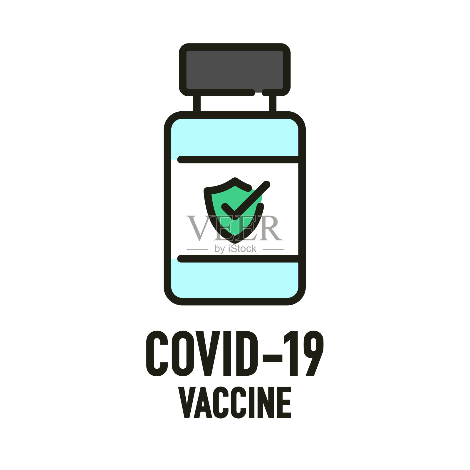 Covid-19疫苗图标设计理念。新型冠状病毒(2019 - ncov)。世界卫生组织(WHO)为冠状病毒病新正式名称COVID-19。插画图片素材