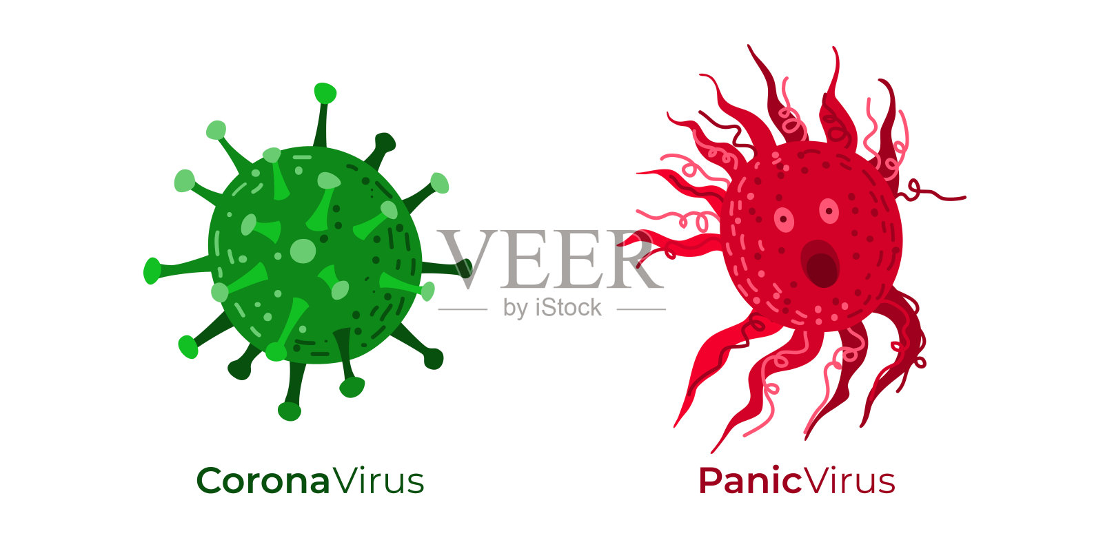 冠状病毒和新型冠状病毒大流行引起的恐慌病毒。插画图片素材