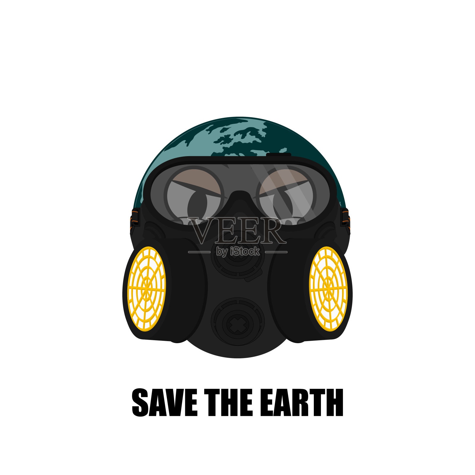 用呼吸器拯救地球插画图片素材