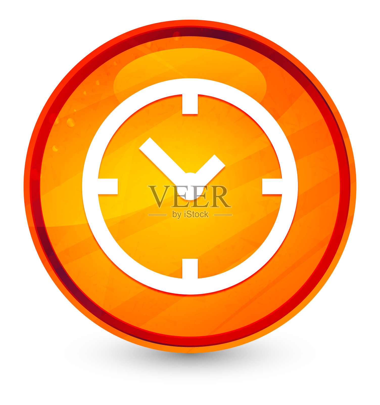 时钟图标玻璃橙色圆形按钮插图图标素材