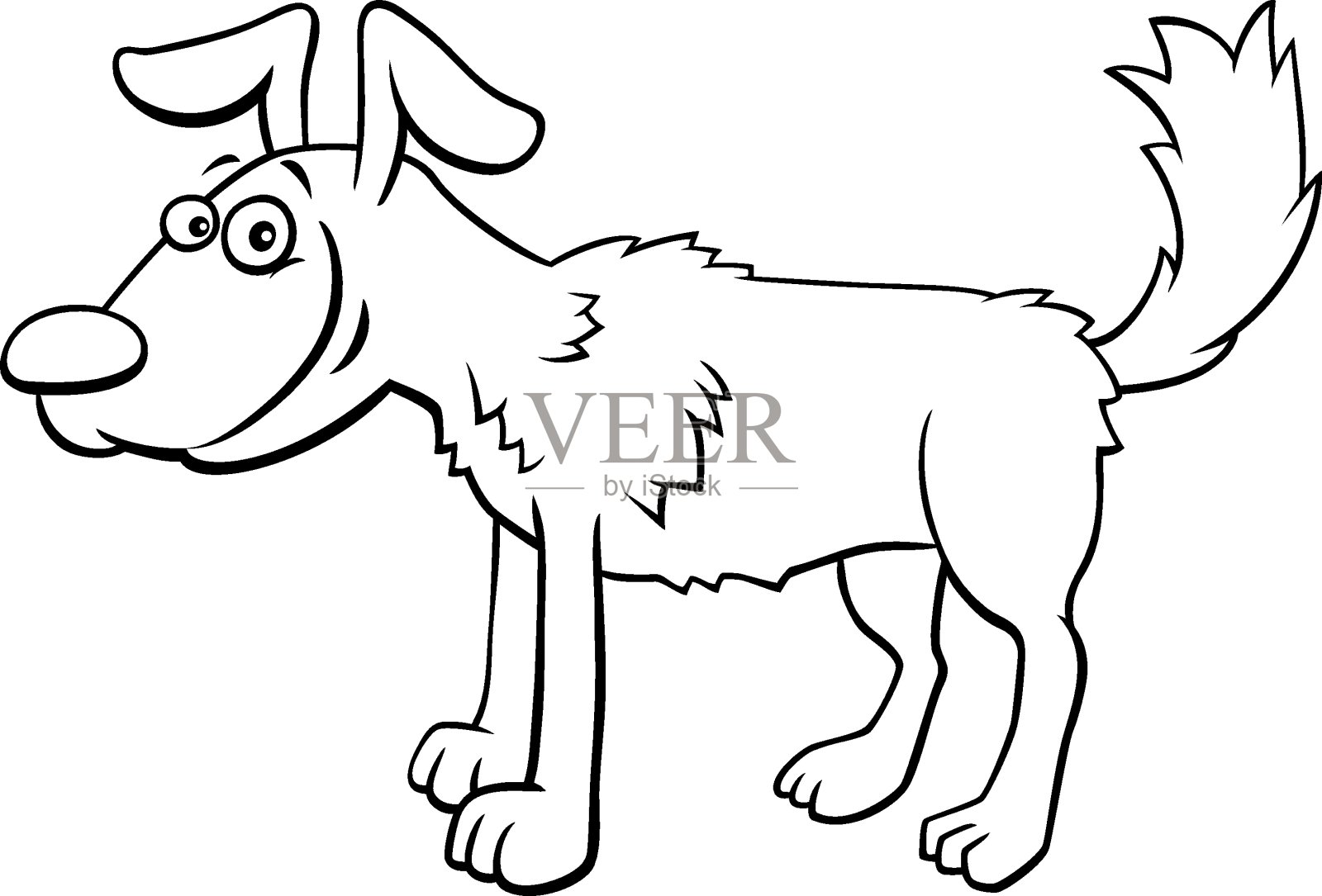 卡通狗或小狗人物彩色书页插画图片素材