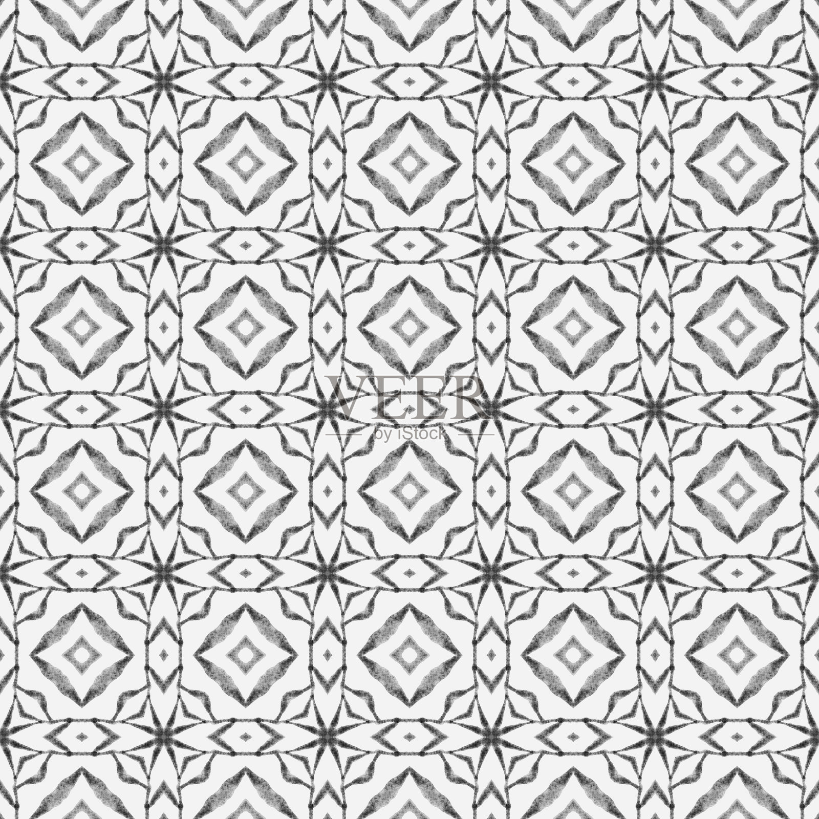 民族手绘图案。黑色和白色插画图片素材