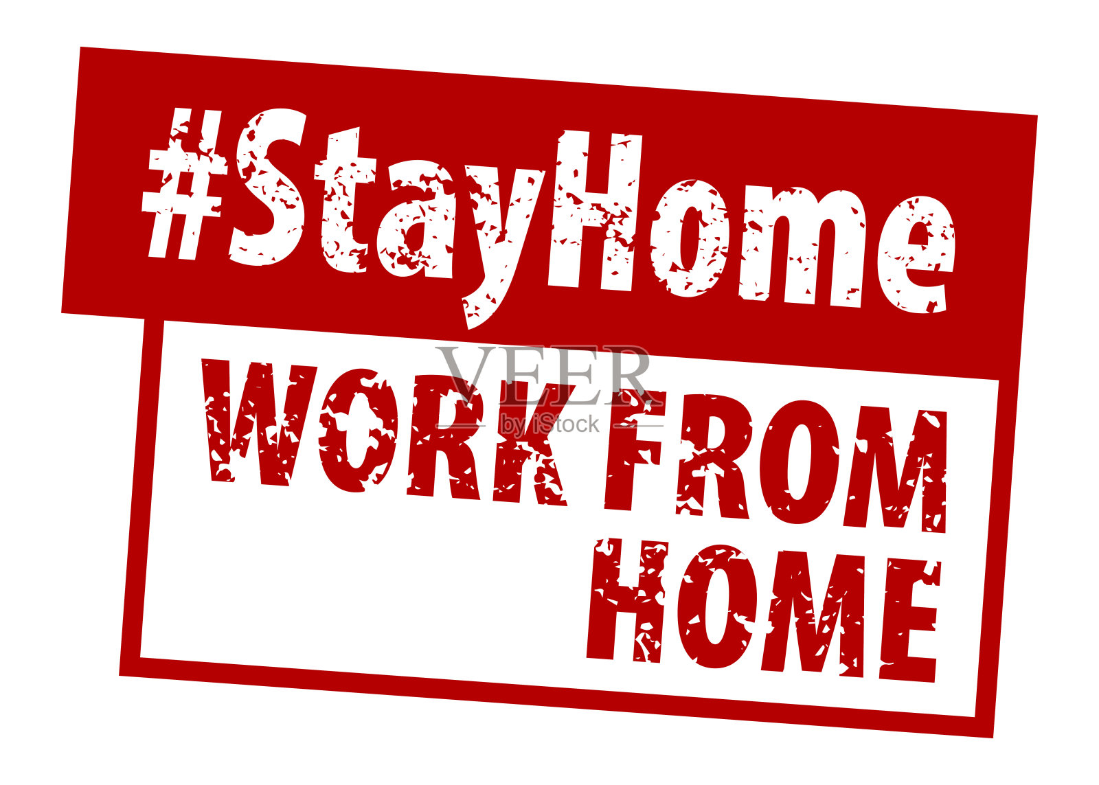 在家里用红色印花。Hashtag Stay Home rule红色方形橡胶印章。工作在家垃圾橡胶印章在白色背景你的网站设计，应用程序，UI。EPS10。插画图片素材