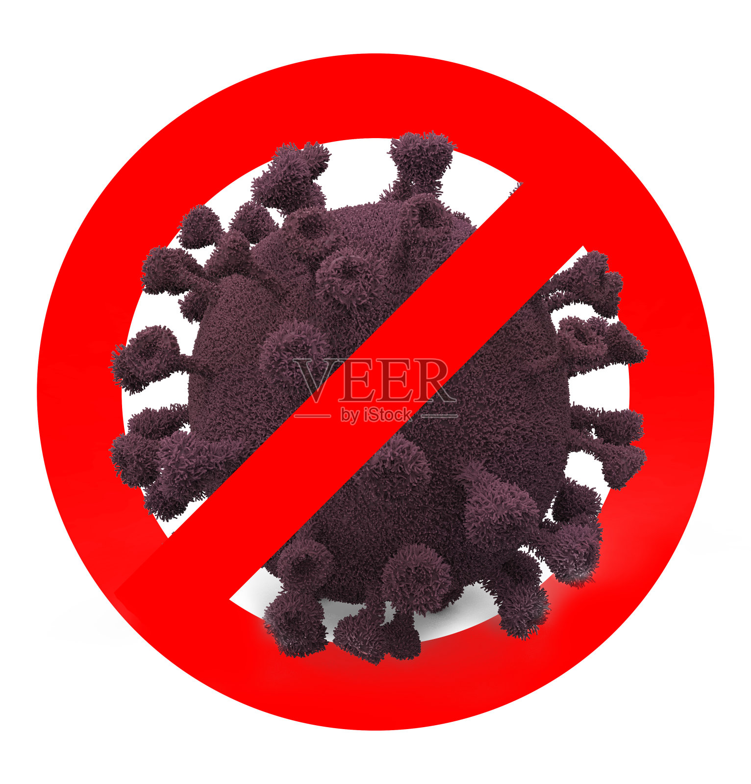 冠状病毒停止红色标志隔离白底流行病大流行保护停止COVID-19照片摄影图片