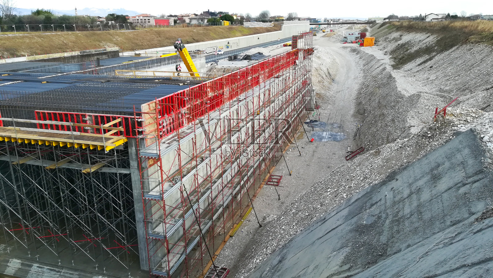 公路施工现场视图。土木工程照片摄影图片